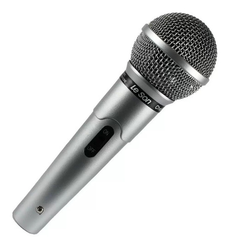 Microfone Com Fio Cardióide Mc200 Dinâmico Prata Leson
