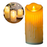 3 Velas Led Derretida Simil Fuego Luminoso Velon Grande 12cm