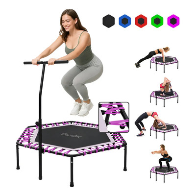 Trampolin Fitness Ejercicio con Barra Agarradera Jumping Aeróbicos 94x101 cm Blick Color Rosa | Envío gratis