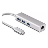 Adaptador Usb Tipo C Rj45 Ethernet Gigabit 1000 Usb 3.0 X 3