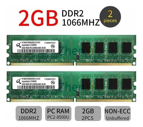 Memória Ram 4gb - 2x2gb Ddr2 1066mhz Pc2-8500u Mais Q 800mhz