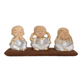 Estatua Buda Trio Cego, Surdo E Mudo Decoração