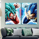 Set 2 Cuadros Decorativos Goku Y Vegeta Dragon Ball Canvas 