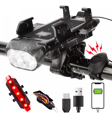 Luz Luces De Bicicleta Recargable Luz Trasera Led Usb 6000lm