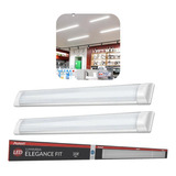 Kit 2 Luminária Linear 36w Sobrepor Led Slim 6500k 100cm