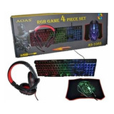 Kit Teclado Mouse Usb Audifono Padmouseaoas Gamer Led