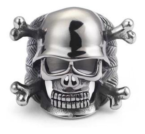 Anillo Calavera Moto Casco Skull Para Hombre Art Joyería 