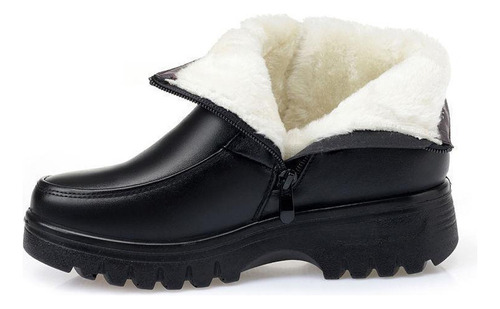 Botas De Nieve Para Mujer Cálidas Botas De Cuero De Felpa