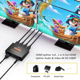 Divisor Hdmi Splitter De Señal 4k 1 Entrada 4 Salidas