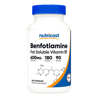 Nutricost Benfotiamina 600mg 180 Cápsulas - B1 Vegano | Meses sin interés