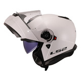 Capacete Ls2 Strobe 2 Ff908 Branco Robocop Escamoteável Moto