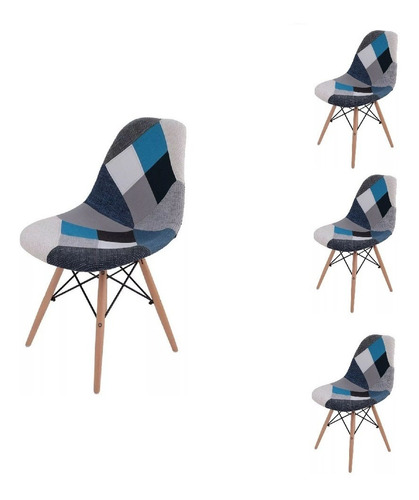 Pack 4 Sillas Eames Patchwork  Vintage Terraza 