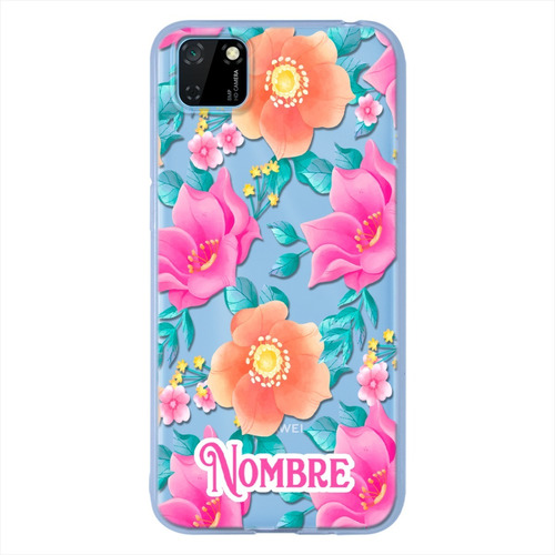 Funda Huawei Antigolpes Flores Personalizada Con Tu Nombre