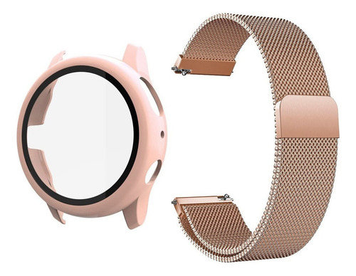 Pulseira Para Galaxy Active2 44mm + Case Acrilico Tela Vidro Cor Rosa Largura 44