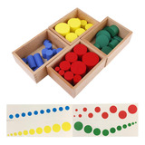 Cilindros De Colores Montessori Con Tarjetas Caja De Madera