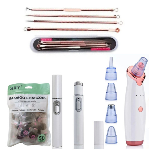 Extrator De Cravos Caneta Led Kit Limpeza Facial Completo