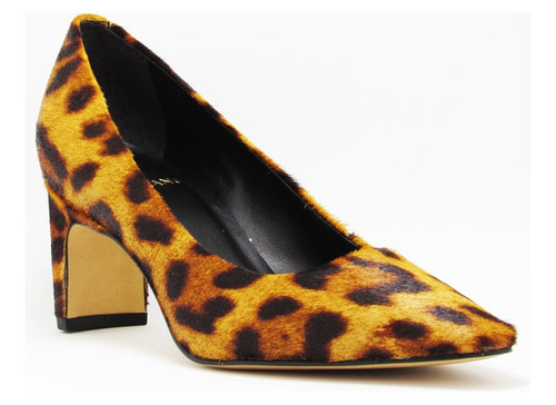 Sapato Feminino Leopardo Salto Baixo Carrano Em Couro