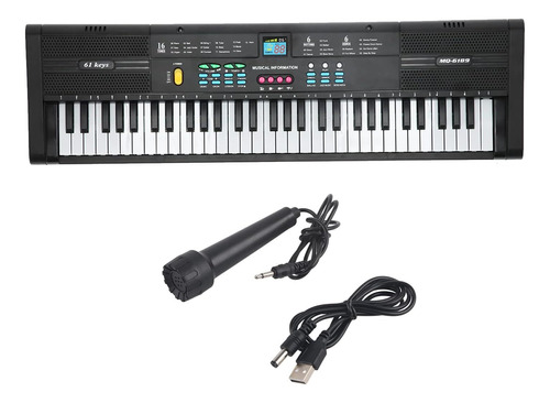 Piano Portátil, Piano Digital De 61 Teclas, Carga Usb