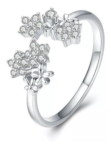 Anillo Ajustable Plata 925 Circones Flor Mujer