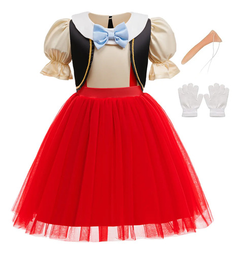 Disfraz De Niña Pinocchio Cosplay Vestido Con Chaleco 2 Piezas Para Fiesta, Carnaval, Escuela