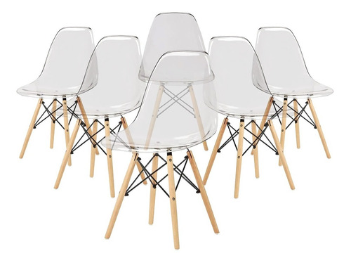 Set De 6 Sillas Eames Modernas Minimalistas Comedor Acrilico