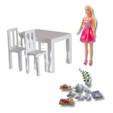 Juego De Comedor Con Set De Te Y Miniaturas Para Barbi 