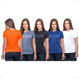 Kit 5 Camisas Feminina Dry Fit Academia Com Proteção Uv