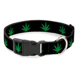Collar De Clip De Plástico - Hoja De Marihuana Repetir Negro