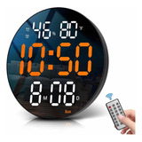 Reloj De Pared Digital Redondo Led Grande Control Remoto 10 