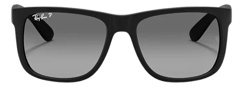 Anteojos De Sol Polarizados Ray-ban Justin Classic Rb4165 Standard Con Marco De Nailon Color Matte Black, Lente Grey De Policarbonato Degradada, Varilla Matte Black De Nailon - Rb4165