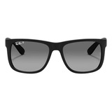 Anteojos De Sol Polarizados Ray-ban Justin Classic Standard Con Marco De Nailon Color Matte Black, Lente Grey De Policarbonato Degradada, Varilla Matte Black De Nailon - Rb4165