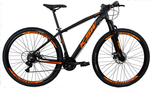 Bicicleta Aro 29 Ksw 21 Marchas Cambio Shimano Freio A Disco Cor Preto/laranja Tamanho Do Quadro 19