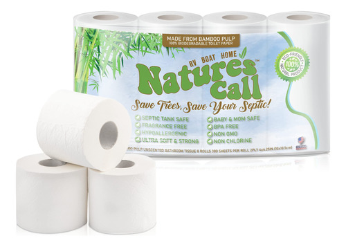 Nature's Call - Papel Higienico 100 % Bambu Para Caravanas,