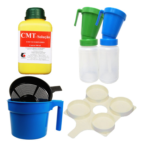 Kit Mastite Caneca Solução Raquete Copo Desinfetar Teta Vaca