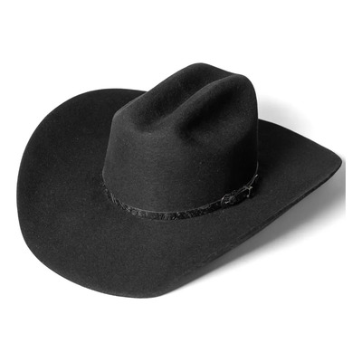 Texana Negra Unisex Gobernador Estilo Yellowstone Lana Fina Goose Color Negro Diseño De La Tela Lisa Talla 58 Cm - 7 1/4 In