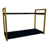 Nicho Industrial 2 Prateleiras Ferro Dourado Tampo 60cm