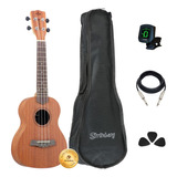 Kit Ukulele Concert Strinberg Elétrico Uk06c Mogno Completo