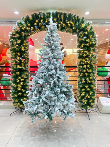 Árvore Pinheiro De Natal Luxo Verde Nevada 1,80m 420 Galhos 