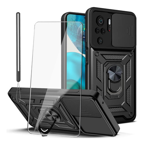 Funda De Rudo Uso + Mica + Correas Para Xiaomi Poco M5s