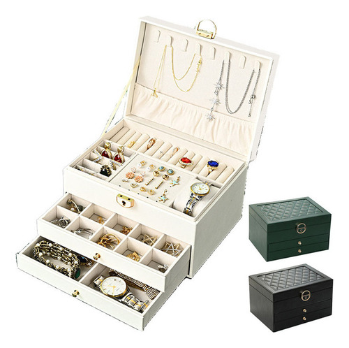 Caja Vintage Portátil Con Organizador De Joyas Grande .