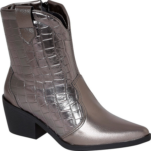 Bota Country Cano Curto Prateada Croco Feminina Cowgirls