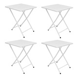 Conjunto 4 Mesa Dobrável De Bar Em Aço Ferro Metal Cor Branco