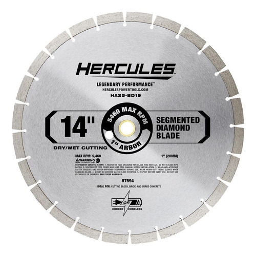 Disco De Diamante Segmentado Hercules De 14 PuLG.