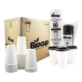 Vaso De Papel Blanco Biocup 10 Oz Con Tapa (1000 Juegos)