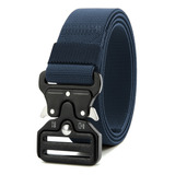 Cinturón Táctico Ajustable Nylon Cinto Hombre Militar Color Azul Diseño De La Tela Liso Talla 125