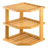 Organizador Estante Esquinero De Madera Bamboo 3 Niveles