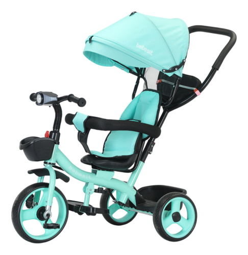 Triciclo Bebesit Con Manija Giratorio 360 Canasto Sl-1870 Color Verde Claro