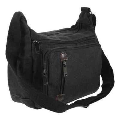 Bolso De Hombro De Lona Negra For Hombre