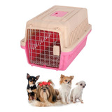 Jaula Transportadora Para Mascotas Perros Y Gatos Pequeños Color Rosa