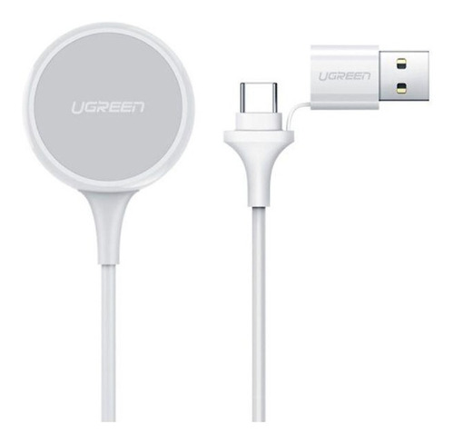 Carregador Mfi P/ Apple Watch Sem Fio Ugreen Usb + Usb-c 1m Cor Branco